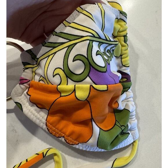 LETARTE Size 8 Floral Print Bikini Top Retro Halter Flower Power Swim Go Go - Picture 7 of 7